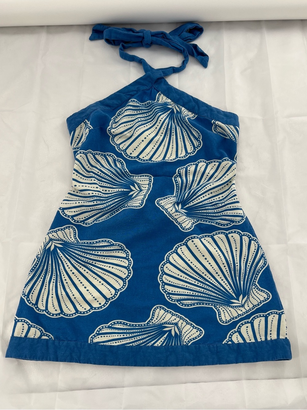 Blue & White Smocked Mini Dress - Size M